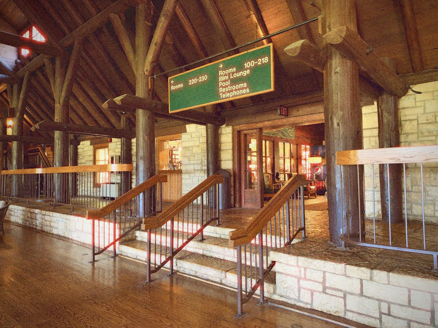 Main lobby of the Pere Marquette Lodge.