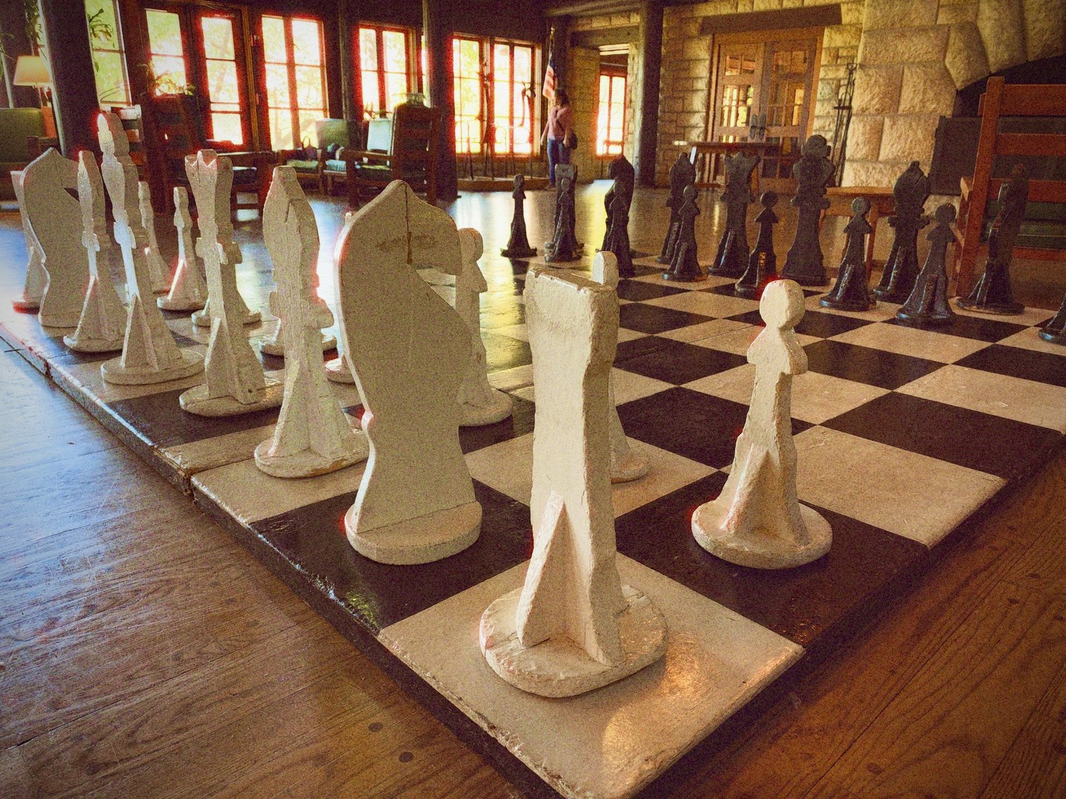 A giant novelty-sized chessboard they have in the main lobby.