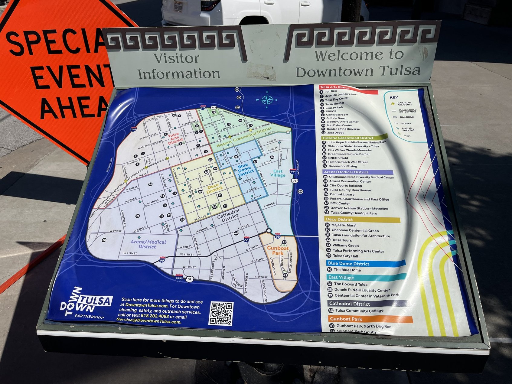 A local map highlighting the area encompassing Downtown Tulsa.