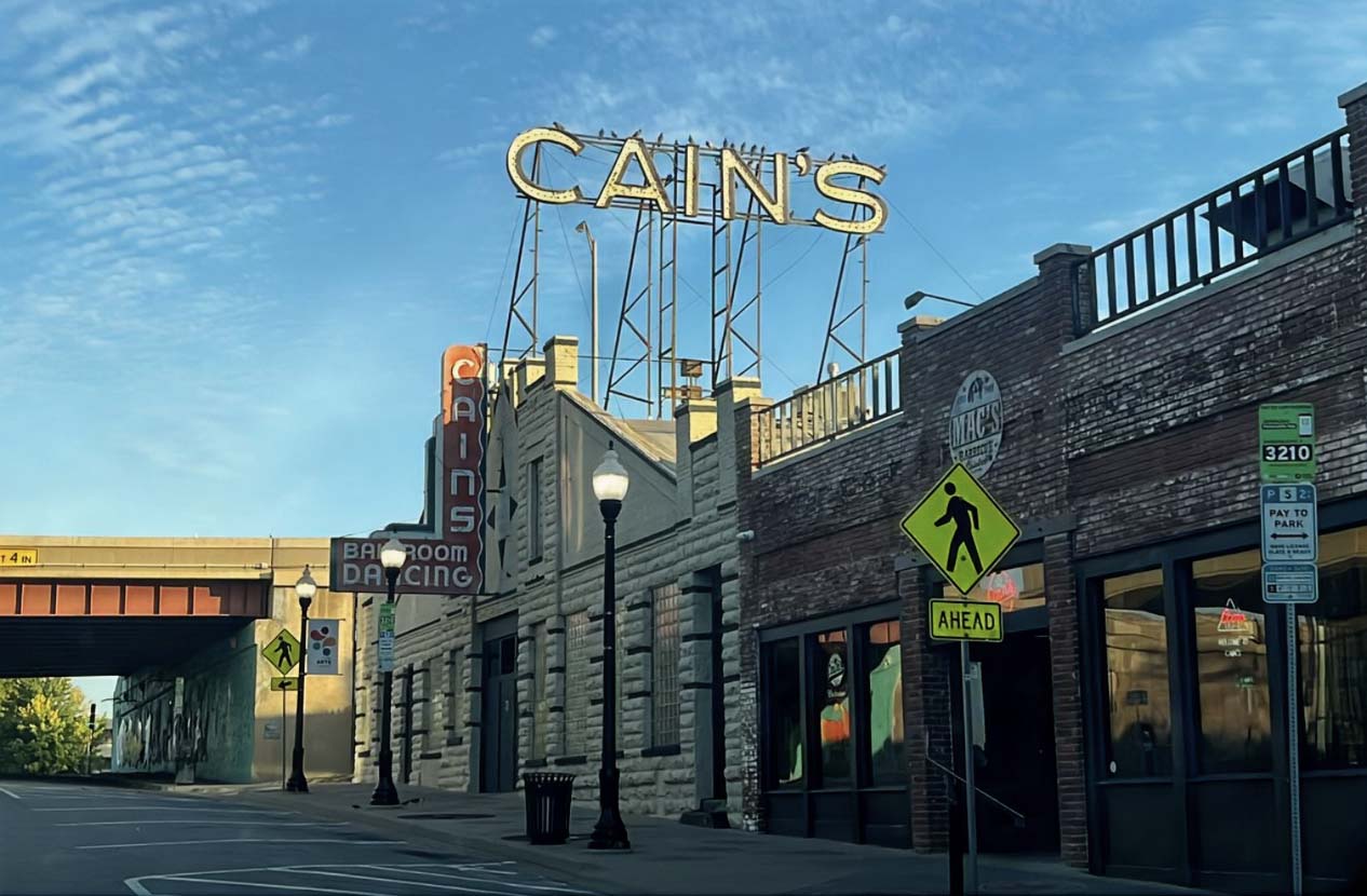 A view from the street of Cain's Ballroom.