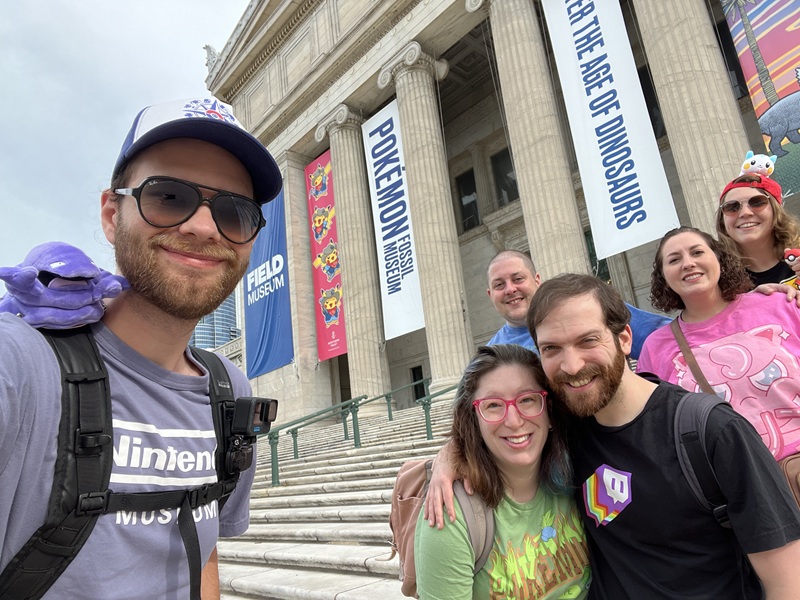 The Gang goes to the Pokémon Fossil Museum (peep the Muk shoulder buddy)